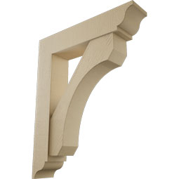 Ekena Millwork - BKTUR0756X36X44LEC01RCPR - Timberthane Faux Wood Legacy Style Bracket w/ Offset Brace, Traditional Ends, 7 1/2"W x 36"D x 44"H, Primed Tan