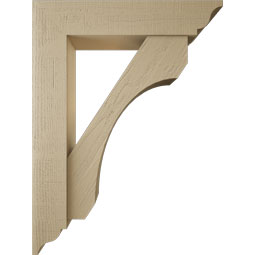 Ekena Millwork - BKTUR0756X36X48LEC01RCPR - Timberthane Faux Wood Legacy Style Bracket w/ Offset Brace, Traditional Ends, 7 1/2"W x 36"D x 48"H, Primed Tan