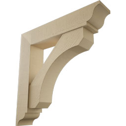 Ekena Millwork - BKTUR0756X38X38LEC01RCPR - Timberthane Faux Wood Legacy Style Bracket w/ Offset Brace, Traditional Ends, 7 1/2"W x 38"D x 38"H, Primed Tan