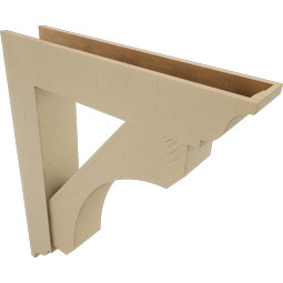 Ekena Millwork - BKTUR0756X38X44LEC01RCPR - Timberthane Faux Wood Legacy Style Bracket w/ Offset Brace, Traditional Ends, 7 1/2"W x 38"D x 44"H, Primed Tan