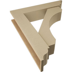 Ekena Millwork - BKTUR0756X38X44LEC01RCPR - Timberthane Faux Wood Legacy Style Bracket w/ Offset Brace, Traditional Ends, 7 1/2"W x 38"D x 44"H, Primed Tan