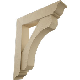 Ekena Millwork - BKTUR0756X38X44LEC01RCPR - Timberthane Faux Wood Legacy Style Bracket w/ Offset Brace, Traditional Ends, 7 1/2"W x 38"D x 44"H, Primed Tan