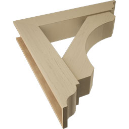 Ekena Millwork - BKTUR0756X40X40LEC01RCPR - Timberthane Faux Wood Legacy Style Bracket w/ Offset Brace, Traditional Ends, 7 1/2"W x 40"D x 40"H, Primed Tan