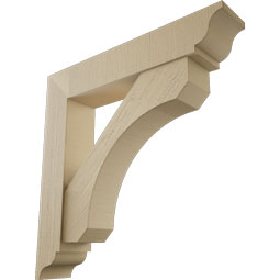 Ekena Millwork - BKTUR0756X40X40LEC01RCPR - Timberthane Faux Wood Legacy Style Bracket w/ Offset Brace, Traditional Ends, 7 1/2"W x 40"D x 40"H, Primed Tan