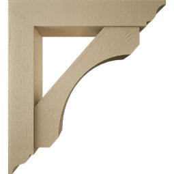 Ekena Millwork - BKTUR0756X40X44LEC01RCPR - Timberthane Faux Wood Legacy Style Bracket w/ Offset Brace, Traditional Ends, 7 1/2"W x 40"D x 44"H, Primed Tan