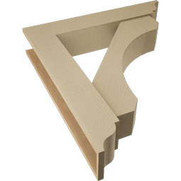 Ekena Millwork - BKTUR0756X40X44LEC01RCPR - Timberthane Faux Wood Legacy Style Bracket w/ Offset Brace, Traditional Ends, 7 1/2"W x 40"D x 44"H, Primed Tan