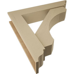 Ekena Millwork - BKTUR0756X42X42LEC01RCPR - Timberthane Faux Wood Legacy Style Bracket w/ Offset Brace, Traditional Ends, 7 1/2"W x 42"D x 42"H, Primed Tan