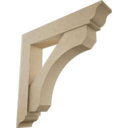 Ekena Millwork - BKTUR0756X42X42LEC01RCPR - Timberthane Faux Wood Legacy Style Bracket w/ Offset Brace, Traditional Ends, 7 1/2"W x 42"D x 42"H, Primed Tan