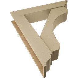 Ekena Millwork - BKTUR0756X42X48LEC01RCPR - Timberthane Faux Wood Legacy Style Bracket w/ Offset Brace, Traditional Ends, 7 1/2"W x 42"D x 48"H, Primed Tan