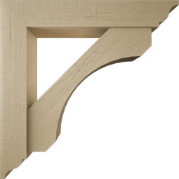 Ekena Millwork - BKTUR0756X44X44LEC01RCPR - Timberthane Faux Wood Legacy Style Bracket w/ Offset Brace, Traditional Ends, 7 1/2"W x 44"D x 44"H, Primed Tan