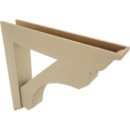 Ekena Millwork - BKTUR0756X44X44LEC01RCPR - Timberthane Faux Wood Legacy Style Bracket w/ Offset Brace, Traditional Ends, 7 1/2"W x 44"D x 44"H, Primed Tan