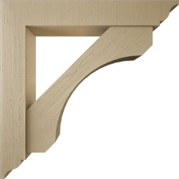 Ekena Millwork - BKTUR0756X46X46LEC01RCPR - Timberthane Faux Wood Legacy Style Bracket w/ Offset Brace, Traditional Ends, 7 1/2"W x 46"D x 46"H, Primed Tan