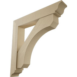 Ekena Millwork - BKTUR0756X46X46LEC01RCPR - Timberthane Faux Wood Legacy Style Bracket w/ Offset Brace, Traditional Ends, 7 1/2"W x 46"D x 46"H, Primed Tan