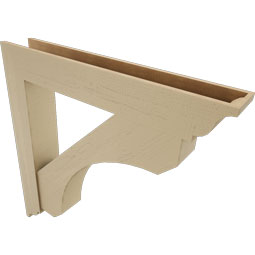 Ekena Millwork - BKTUR0756X48X48LEC01RCPR - Timberthane Faux Wood Legacy Style Bracket w/ Offset Brace, Traditional Ends, 7 1/2"W x 48"D x 48"H, Primed Tan
