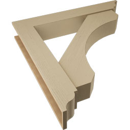 Ekena Millwork - BKTUR0756X48X48LEC01RCPR - Timberthane Faux Wood Legacy Style Bracket w/ Offset Brace, Traditional Ends, 7 1/2"W x 48"D x 48"H, Primed Tan