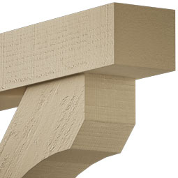Ekena Millwork - BKTUROLEC44 - Timberthane Rough Cedar Faux Wood Legacy Block Bracket w/ Offset Brace