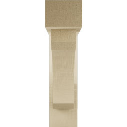 Ekena Millwork - BKTUR0352X14X14LEC05RCPR - Timberthane Faux Wood Legacy Style Bracket w/ Offset Brace, Block Ends, 3 1/2"W x 14"D x 14"H, Primed Tan