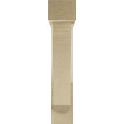 Ekena Millwork - BKTUR0352X14X18LEC05RCPR - Timberthane Faux Wood Legacy Style Bracket w/ Offset Brace, Block Ends, 3 1/2"W x 14"D x 18"H, Primed Tan