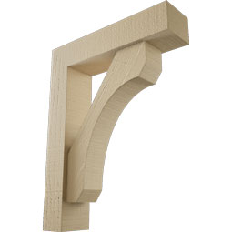 Ekena Millwork - BKTUR0352X14X18LEC05RCPR - Timberthane Faux Wood Legacy Style Bracket w/ Offset Brace, Block Ends, 3 1/2"W x 14"D x 18"H, Primed Tan