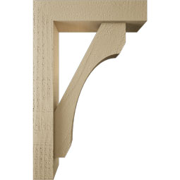 Ekena Millwork - BKTUR0352X14X22LEC05RCPR - Timberthane Faux Wood Legacy Style Bracket w/ Offset Brace, Block Ends, 3 1/2"W x 14"D x 22"H, Primed Tan