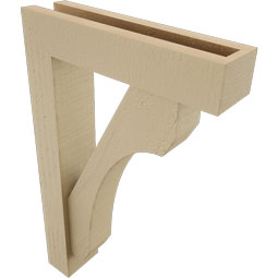 Ekena Millwork - BKTUR0352X14X22LEC05RCPR - Timberthane Faux Wood Legacy Style Bracket w/ Offset Brace, Block Ends, 3 1/2"W x 14"D x 22"H, Primed Tan