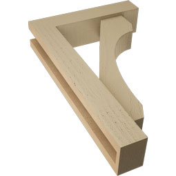 Ekena Millwork - BKTUR0352X14X22LEC05RCPR - Timberthane Faux Wood Legacy Style Bracket w/ Offset Brace, Block Ends, 3 1/2"W x 14"D x 22"H, Primed Tan