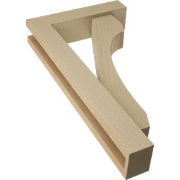 Ekena Millwork - BKTUR0352X14X26LEC05RCPR - Timberthane Faux Wood Legacy Style Bracket w/ Offset Brace, Block Ends, 3 1/2"W x 14"D x 26"H, Primed Tan