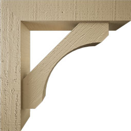 Ekena Millwork - BKTUR0352X16X16LEC05RCPR - Timberthane Faux Wood Legacy Style Bracket w/ Offset Brace, Block Ends, 3 1/2"W x 16"D x 16"H, Primed Tan