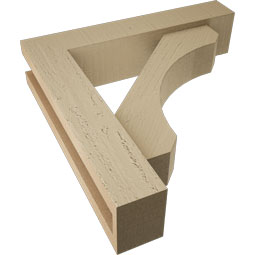 Ekena Millwork - BKTUR0352X16X16LEC05RCPR - Timberthane Faux Wood Legacy Style Bracket w/ Offset Brace, Block Ends, 3 1/2"W x 16"D x 16"H, Primed Tan