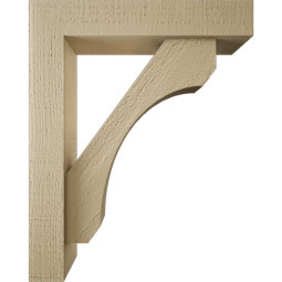 Ekena Millwork - BKTUR0352X16X20LEC05RCPR - Timberthane Faux Wood Legacy Style Bracket w/ Offset Brace, Block Ends, 3 1/2"W x 16"D x 20"H, Primed Tan