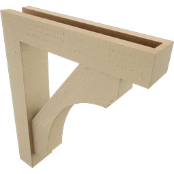Ekena Millwork - BKTUR0352X16X20LEC05RCPR - Timberthane Faux Wood Legacy Style Bracket w/ Offset Brace, Block Ends, 3 1/2"W x 16"D x 20"H, Primed Tan