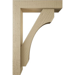 Ekena Millwork - BKTUR0352X16X24LEC05RCPR - Timberthane Faux Wood Legacy Style Bracket w/ Offset Brace, Block Ends, 3 1/2"W x 16"D x 24"H, Primed Tan