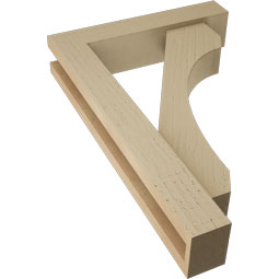 Ekena Millwork - BKTUR0352X16X24LEC05RCPR - Timberthane Faux Wood Legacy Style Bracket w/ Offset Brace, Block Ends, 3 1/2"W x 16"D x 24"H, Primed Tan