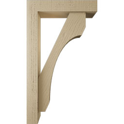 Ekena Millwork - BKTUR0352X16X28LEC05RCPR - Timberthane Faux Wood Legacy Style Bracket w/ Offset Brace, Block Ends, 3 1/2"W x 16"D x 28"H, Primed Tan
