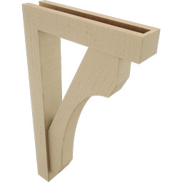 Ekena Millwork - BKTUR0352X16X28LEC05RCPR - Timberthane Faux Wood Legacy Style Bracket w/ Offset Brace, Block Ends, 3 1/2"W x 16"D x 28"H, Primed Tan