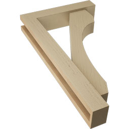 Ekena Millwork - BKTUR0352X16X28LEC05RCPR - Timberthane Faux Wood Legacy Style Bracket w/ Offset Brace, Block Ends, 3 1/2"W x 16"D x 28"H, Primed Tan