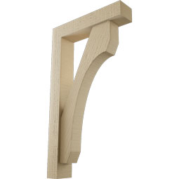 Ekena Millwork - BKTUR0352X16X28LEC05RCPR - Timberthane Faux Wood Legacy Style Bracket w/ Offset Brace, Block Ends, 3 1/2"W x 16"D x 28"H, Primed Tan