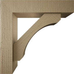 Ekena Millwork - BKTUROLEC44 - Timberthane Rough Cedar Faux Wood Legacy Block Bracket w/ Offset Brace