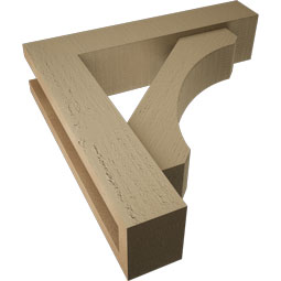 Ekena Millwork - BKTUROLEC44 - Timberthane Rough Cedar Faux Wood Legacy Block Bracket w/ Offset Brace