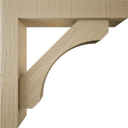 Ekena Millwork - BKTUR0352X18X18LEC05RCPR - Timberthane Faux Wood Legacy Style Bracket w/ Offset Brace, Block Ends, 3 1/2"W x 18"D x 18"H, Primed Tan