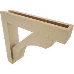 Ekena Millwork - BKTUR0352X18X18LEC05RCPR - Timberthane Faux Wood Legacy Style Bracket w/ Offset Brace, Block Ends, 3 1/2"W x 18"D x 18"H, Primed Tan