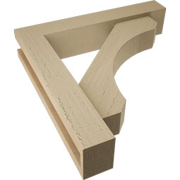 Ekena Millwork - BKTUR0352X18X18LEC05RCPR - Timberthane Faux Wood Legacy Style Bracket w/ Offset Brace, Block Ends, 3 1/2"W x 18"D x 18"H, Primed Tan