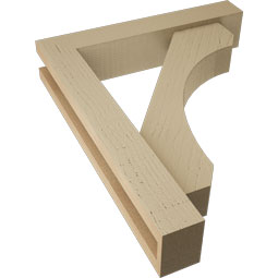 Ekena Millwork - BKTUR0352X18X22LEC05RCPR - Timberthane Faux Wood Legacy Style Bracket w/ Offset Brace, Block Ends, 3 1/2"W x 18"D x 22"H, Primed Tan