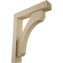Ekena Millwork - BKTUR0352X18X22LEC05RCPR - Timberthane Faux Wood Legacy Style Bracket w/ Offset Brace, Block Ends, 3 1/2"W x 18"D x 22"H, Primed Tan