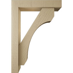 Ekena Millwork - BKTUR0352X18X26LEC05RCPR - Timberthane Faux Wood Legacy Style Bracket w/ Offset Brace, Block Ends, 3 1/2"W x 18"D x 26"H, Primed Tan