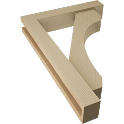 Ekena Millwork - BKTUR0352X18X26LEC05RCPR - Timberthane Faux Wood Legacy Style Bracket w/ Offset Brace, Block Ends, 3 1/2"W x 18"D x 26"H, Primed Tan