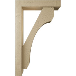 Ekena Millwork - BKTUR0352X18X30LEC05RCPR - Timberthane Faux Wood Legacy Style Bracket w/ Offset Brace, Block Ends, 3 1/2"W x 18"D x 30"H, Primed Tan