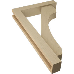 Ekena Millwork - BKTUR0352X18X30LEC05RCPR - Timberthane Faux Wood Legacy Style Bracket w/ Offset Brace, Block Ends, 3 1/2"W x 18"D x 30"H, Primed Tan