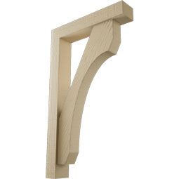 Ekena Millwork - BKTUR0352X18X30LEC05RCPR - Timberthane Faux Wood Legacy Style Bracket w/ Offset Brace, Block Ends, 3 1/2"W x 18"D x 30"H, Primed Tan