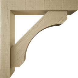 Ekena Millwork - BKTUR0352X20X20LEC05RCPR - Timberthane Faux Wood Legacy Style Bracket w/ Offset Brace, Block Ends, 3 1/2"W x 20"D x 20"H, Primed Tan